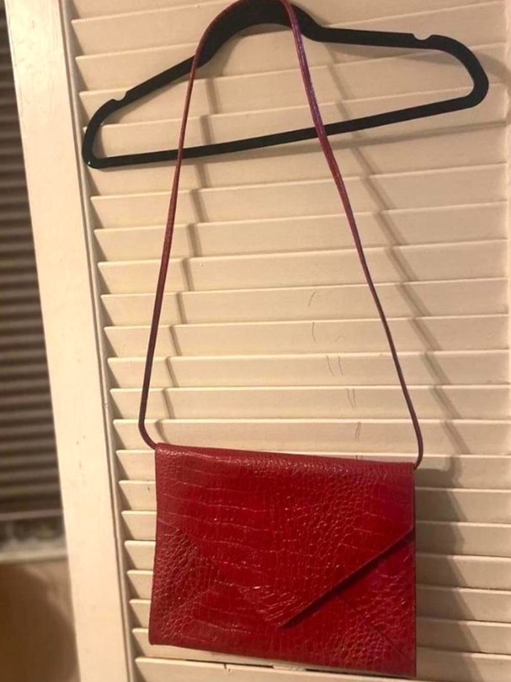 Furla Red Croc-Embossed Crossbody Bag